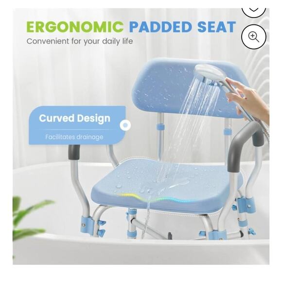 #6781 Oasis Space Heavy Duty Shower Chair w/ back, arms  and padded seat. - Picture 4 of 4